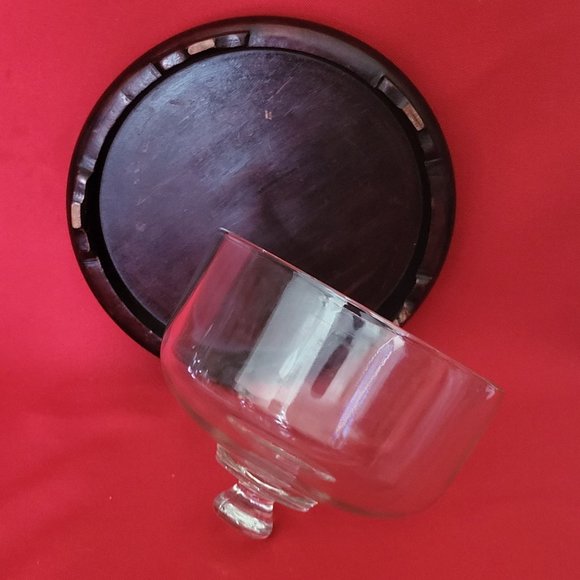 Glass Dome and Wooden Cheese Platter Butter Dish - Picture 5 of 11